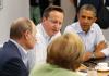 ANGELA MERKEL, VLADIMIR PUTIN, DAVID CAMERON, AND BARACK OBAMA LAST MET TOGETHER ON JUNE 18, 2013, AT A G8 SUMMIT IN BRITAIN / REUTERS photo